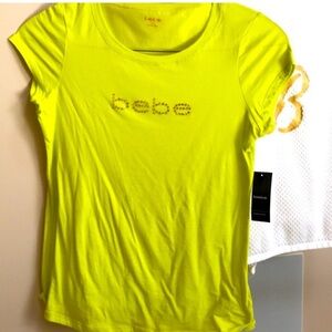 Bebe Neon Yellow Tee with Logo